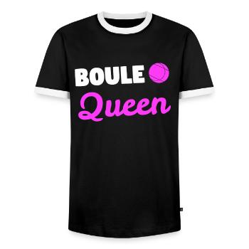 Boule Queen Boules player bocce gift - Men's Ringer Shirt - black/white - Front - AI Model Female 172 light (172cm) & AI Model Male 178 light (178cm)