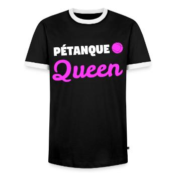 Petanque Queen petanque boules gift - Men's Ringer Shirt - black/white - Front - AI Model Female 172 light (172cm) & AI Model Male 178 light (178cm)