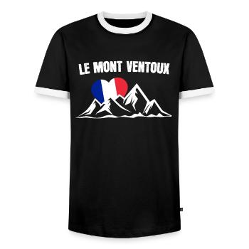 Le Mont Ventoux bicycle cyclist gift - Men's Ringer Shirt - black/white - Front - AI Model Female 172 light (172cm) & AI Model Male 178 light (178cm)