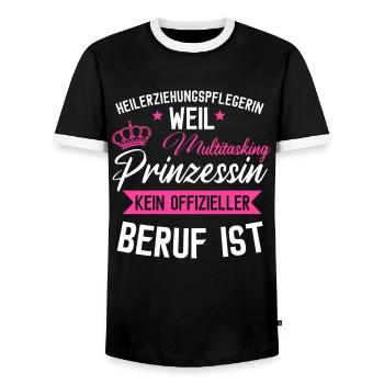 Heilerziehungspflegerin Heilerziehungspfleger - Männer Kontrast-T-Shirt - Schwarz/Weiß - Vorne - AI Model Female 172 light (172cm) & AI Model Male 178 light (178cm)