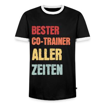 Co-Trainer Fußball-Trainer Trainer Geschenk - Männer Kontrast-T-Shirt - Schwarz/Weiß - Vorne - AI Model Female 172 light (172cm) & AI Model Male 178 light (178cm)