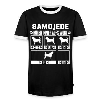 Samojede Samojeden Hund Geschenk - Männer Kontrast-T-Shirt - Schwarz/Weiß - Vorne - AI Model Female 172 light (172cm) & AI Model Male 178 light (178cm)