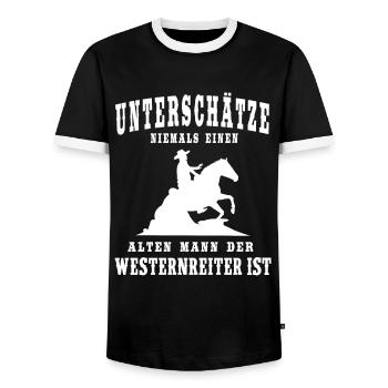 Westernreiter Westernreiten Sliding Geschenk - Männer Kontrast-T-Shirt - Schwarz/Weiß - Vorne - AI Model Female 172 light (172cm) & AI Model Male 178 light (178cm)