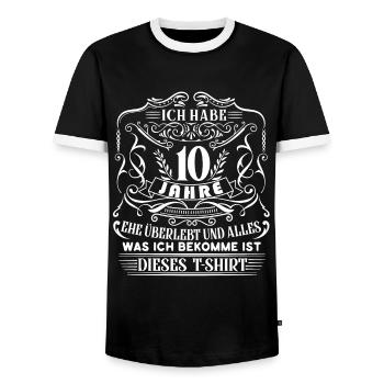 Rosenhochzeit 10.Hochzeitstag Verheiratet Geschenk - Männer Kontrast-T-Shirt - Schwarz/Weiß - Vorne - AI Model Female 172 light (172cm) & AI Model Male 178 light (178cm)