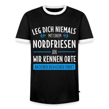 Nordfriese Nordfriesland Nordsee Geschenk - Männer Kontrast-T-Shirt - Schwarz/Weiß - Vorne - AI Model Female 172 light (172cm) & AI Model Male 178 light (178cm)
