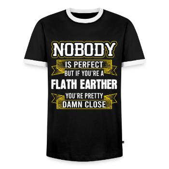 Société Flath Earth Society Flat Earth Society - T-shirt contrasté Homme - noir/blanc - Devant - AI Model Female 172 light (172cm) & AI Model Male 178 light (178cm)