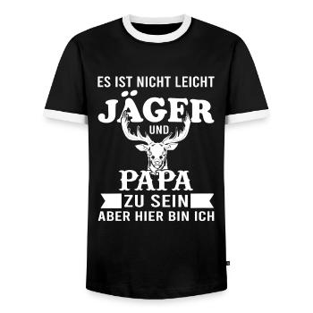 Jäger Papa Jagd Jagen Geschenk - Männer Kontrast-T-Shirt - Schwarz/Weiß - Vorne - AI Model Female 172 light (172cm) & AI Model Male 178 light (178cm)