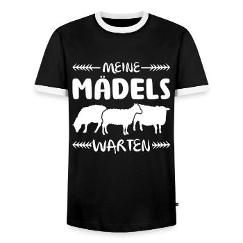 Schaf Schafe Bäuerin Geschenk - Männer Kontrast-T-Shirt - Schwarz/Weiß - Vorne - AI Model Female 172 light (172cm) & AI Model Male 178 light (178cm)