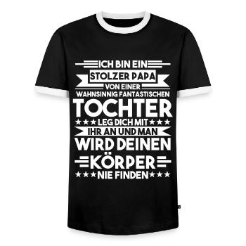 Papa Tochter Familie Geschenk - Männer Kontrast-T-Shirt - Schwarz/Weiß - Vorne - AI Model Female 172 light (172cm) & AI Model Male 178 light (178cm)