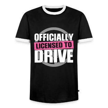 Driver's License New Driver-Driver Gift - Men's Ringer Shirt - black/white - Front - AI Model Female 172 light (172cm) & AI Model Male 178 light (178cm)