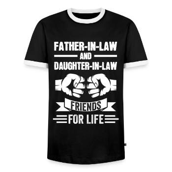 Daughter-in-law & father-in-law gift - Men's Ringer Shirt - black/white - Front - AI Model Female 172 light (172cm) & AI Model Male 178 light (178cm)