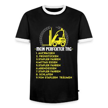 Stapler Gabelstapler Fahrer Geschenk - Männer Kontrast-T-Shirt - Schwarz/Weiß - Vorne - AI Model Female 172 light (172cm) & AI Model Male 178 light (178cm)