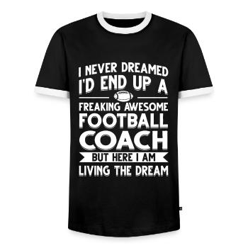 Entraîneur de football entraîneur de football cadeau - T-shirt contrasté Homme - noir/blanc - Devant - AI Model Female 172 light (172cm) & AI Model Male 178 light (178cm)
