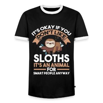 Sloth Lazy Animal Sloths Boring Gift - Men's Ringer Shirt - black/white - Front - AI Model Female 172 light (172cm) & AI Model Male 178 light (178cm)