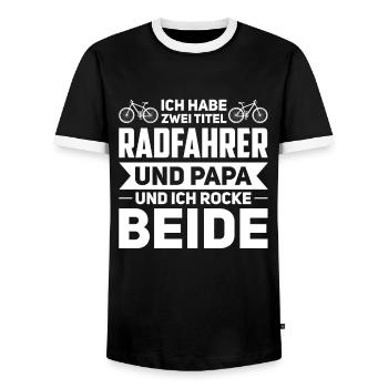 Fahrrad Radfahrer Papa fahrradfahrer Geschenk - Männer Kontrast-T-Shirt - Schwarz/Weiß - Vorne - AI Model Female 172 light (172cm) & AI Model Male 178 light (178cm)