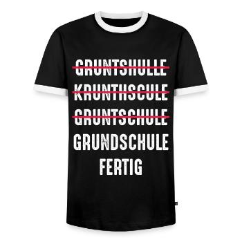 Grundschule Grundschulabschluss Abschluss Geschenk - Männer Kontrast-T-Shirt - Schwarz/Weiß - Vorne - AI Model Female 172 light (172cm) & AI Model Male 178 light (178cm)