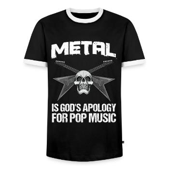 Metal Music Metal ist Gottes - Männer Kontrast-T-Shirt - Schwarz/Weiß - Vorne - AI Model Female 172 light (172cm) & AI Model Male 178 light (178cm)