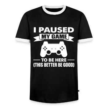 Gaming Gaming Gift - Men's Ringer Shirt - black/white - Front - AI Model Female 172 light (172cm) & AI Model Male 178 light (178cm)