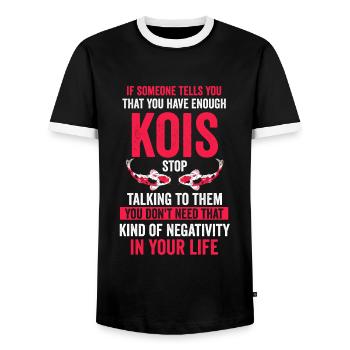 Koi Fish Koi Fish Gift - Men's Ringer Shirt - black/white - Front - AI Model Female 172 light (172cm) & AI Model Male 178 light (178cm)