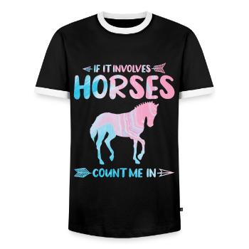 Chevaux cadeau - T-shirt contrasté Homme - noir/blanc - Devant - AI Model Female 172 light (172cm) & AI Model Male 178 light (178cm)