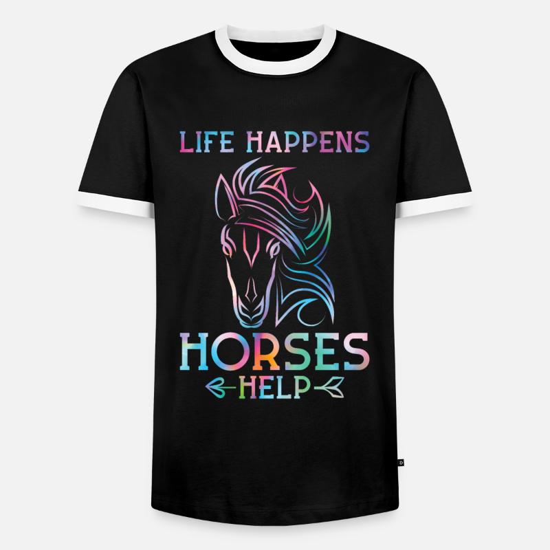 Pferde Pferde Geschenk - Männer Kontrast-T-Shirt - Schwarz/Weiß