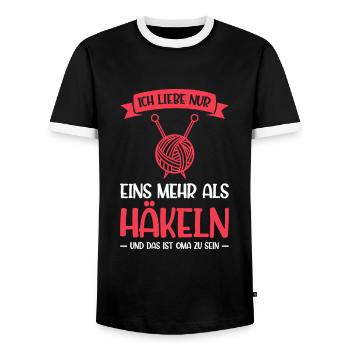 Häkeln Oma Handarbeit Geschenk - Männer Kontrast-T-Shirt - Schwarz/Weiß - Vorne - AI Model Female 172 light (172cm) & AI Model Male 178 light (178cm)