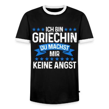 Griechin Griechisch Griechenland Geschenk - Männer Kontrast-T-Shirt - Schwarz/Weiß - Vorne - AI Model Female 172 light (172cm) & AI Model Male 178 light (178cm)