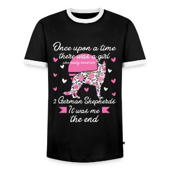 2 chiens de berger allemands filles 2 Allemands - T-shirt contrasté Homme - noir/blanc - Devant - AI Model Female 172 light (172cm) & AI Model Male 178 light (178cm)