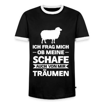 Schafe Schaf Schäfer Geschenk - Männer Kontrast-T-Shirt - Schwarz/Weiß - Vorne - AI Model Female 172 light (172cm) & AI Model Male 178 light (178cm)