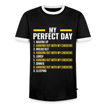 Chicken Chicken Chicken Gift - Men's Ringer Shirt - black/white - Front - AI Model Female 172 light (172cm) & AI Model Male 178 light (178cm)