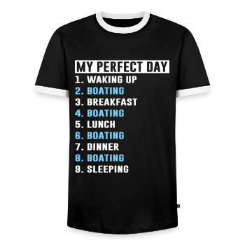 Boat Boat Gift - Men's Ringer Shirt - black/white - Front - AI Model Female 172 light (172cm) & AI Model Male 178 light (178cm)