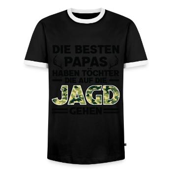 Jagd Vater Tochter Jagd Jagd Geschenk - Männer Kontrast-T-Shirt - Schwarz/Weiß - Vorne - AI Model Female 172 light (172cm) & AI Model Male 178 light (178cm)