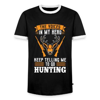 Chasseur de chasse Cadeau de chasse - T-shirt contrasté Homme - noir/blanc - Devant - AI Model Female 172 light (172cm) & AI Model Male 178 light (178cm)