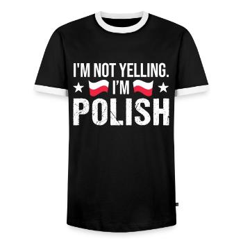 Polish Poland Polish Flag Gift - Men's Ringer Shirt - black/white - Front - AI Model Female 172 light (172cm) & AI Model Male 178 light (178cm)