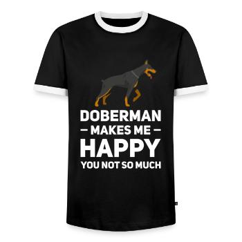 Doberman Doberman Gift - Men's Ringer Shirt - black/white - Front - AI Model Female 172 light (172cm) & AI Model Male 178 light (178cm)