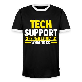 Technical Support Geek IT Gift - Men's Ringer Shirt - black/white - Front - AI Model Female 172 light (172cm) & AI Model Male 178 light (178cm)
