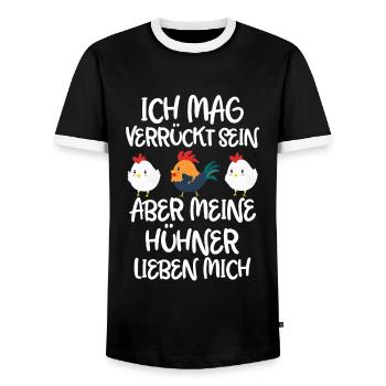 Hühner Hühnerhaltung Huhn Geschenk - Männer Kontrast-T-Shirt - Schwarz/Weiß - Vorne - AI Model Female 172 light (172cm) & AI Model Male 178 light (178cm)