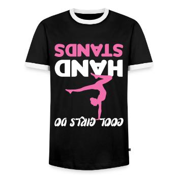 Gymnastics Handstand Gymnast Girl Gift - Men's Ringer Shirt - black/white - Front - AI Model Female 172 light (172cm) & AI Model Male 178 light (178cm)