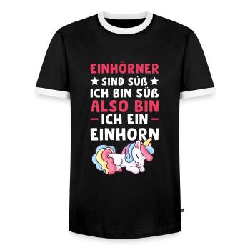 Einhorn Einhörner Einhorn Liebhaber Geschenk - Männer Kontrast-T-Shirt - Schwarz/Weiß - Vorne - AI Model Female 172 light (172cm) & AI Model Male 178 light (178cm)