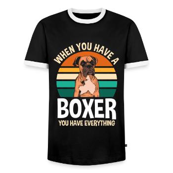 Boxer Boxer Geschenk - Männer Kontrast-T-Shirt - Schwarz/Weiß - Vorne - AI Model Female 172 light (172cm) & AI Model Male 178 light (178cm)