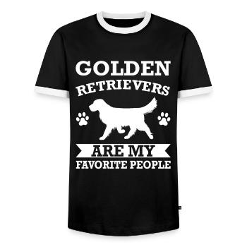 Golden Retriever Golden Retriever Cadeau - T-shirt contrasté Homme - noir/blanc - Devant - AI Model Female 172 light (172cm) & AI Model Male 178 light (178cm)