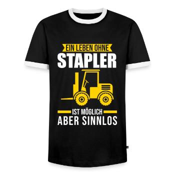 Stapler Staplerfahrer Gabelstapler Geschenk - Männer Kontrast-T-Shirt - Schwarz/Weiß - Vorne - AI Model Female 172 light (172cm) & AI Model Male 178 light (178cm)