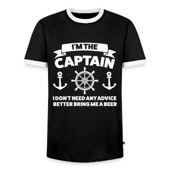 Bootskapitän Bootfahren Geschenk - Männer Kontrast-T-Shirt - Schwarz/Weiß - Vorne - AI Model Female 172 light (172cm) & AI Model Male 178 light (178cm)