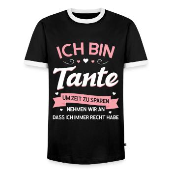 Tante Neffe Nichte Geschenk - Männer Kontrast-T-Shirt - Schwarz/Weiß - Vorne - AI Model Female 172 light (172cm) & AI Model Male 178 light (178cm)