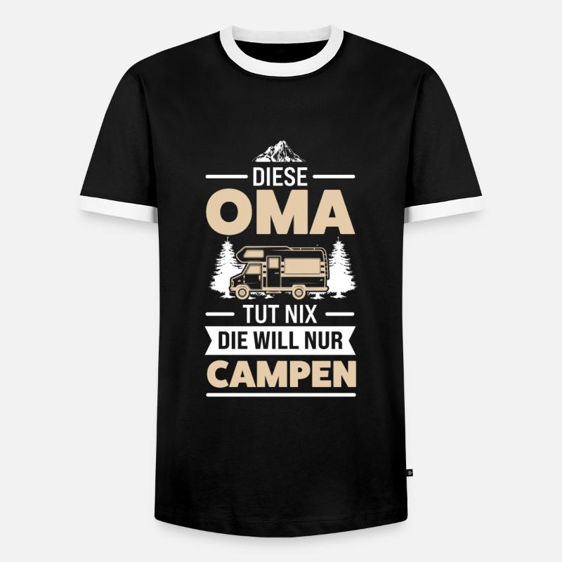 Camping Oma Camper Geschenk - Männer Kontrast-T-Shirt - Schwarz/Weiß