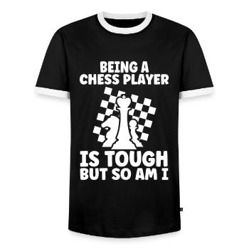 Schach Schachspieler Schachspiel Geschenk - Männer Kontrast-T-Shirt - Schwarz/Weiß - Vorne - AI Model Female 172 light (172cm) & AI Model Male 178 light (178cm)