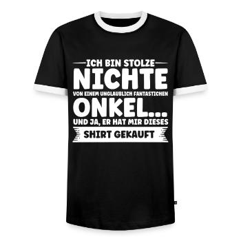 Nichte Nichten Onkel Geschenk - Männer Kontrast-T-Shirt - Schwarz/Weiß - Vorne - AI Model Female 172 light (172cm) & AI Model Male 178 light (178cm)