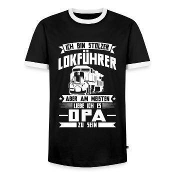 Lokführer Opa Eisenbahn Geschenk - Männer Kontrast-T-Shirt - Schwarz/Weiß - Vorne - AI Model Female 172 light (172cm) & AI Model Male 178 light (178cm)