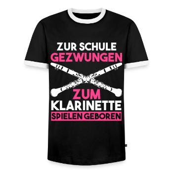 Klarinette Mädchen Klarinettistin Geschenk - Männer Kontrast-T-Shirt - Schwarz/Weiß - Vorne - AI Model Female 172 light (172cm) & AI Model Male 178 light (178cm)