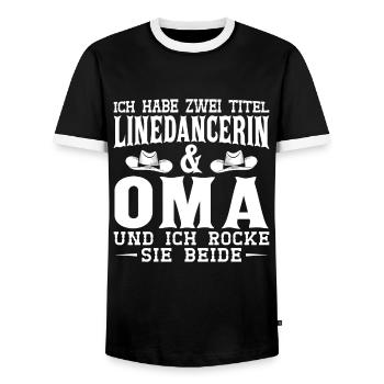 Linedance Oma Line Dance Linedancerin Geschenk - Männer Kontrast-T-Shirt - Schwarz/Weiß - Vorne - AI Model Female 172 light (172cm) & AI Model Male 178 light (178cm)